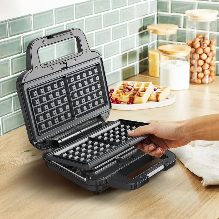 Мультимейкер Tefal UltraCompact 3in1 700Вт, тефлон, 3 пластины, корпус-металл, черно-серый