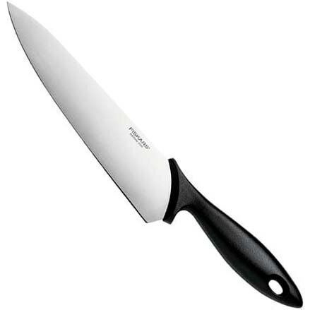 Кухонний ніж кухарський Fiskars Essential, 21.4см, нержавіюча сталь, пластик, чорний, пластик