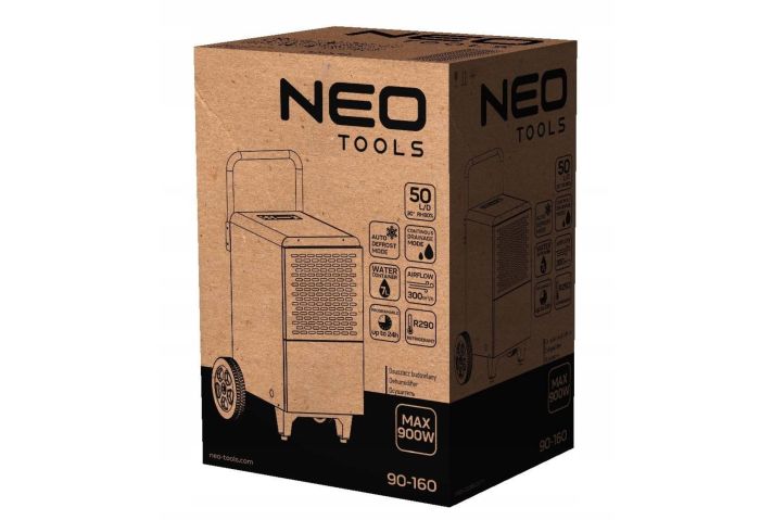Осушитель воздуха промышленный Neo Tools 50л/сутки 180м кв 300м куб/ч 750Вт LCD дисплей эл.управление таймер IP22