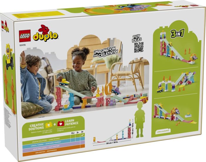 Конструктор LEGO DUPLO Town 3 в 1 Интересные горки и трамплины с автомобилями