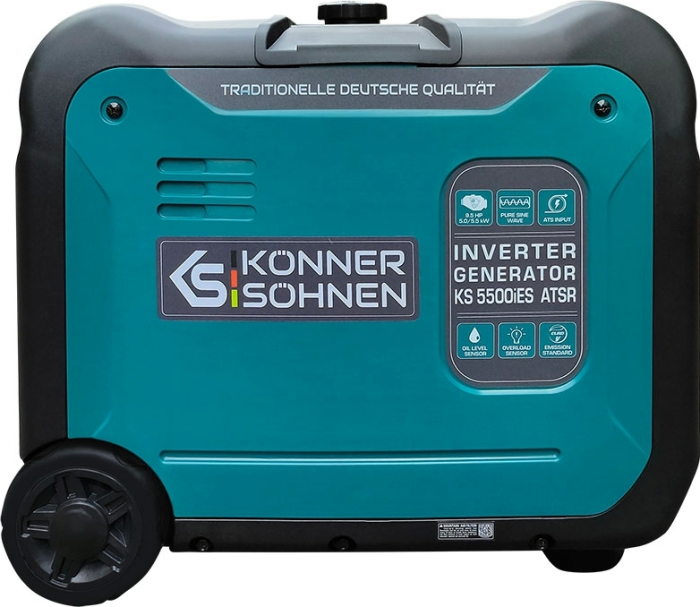Генератор інверторний бензиновий Konner&Sohnen KS 5500iES ATSR, 230В, 5.5кВт, АВР(ATS), електростартер, 52кг