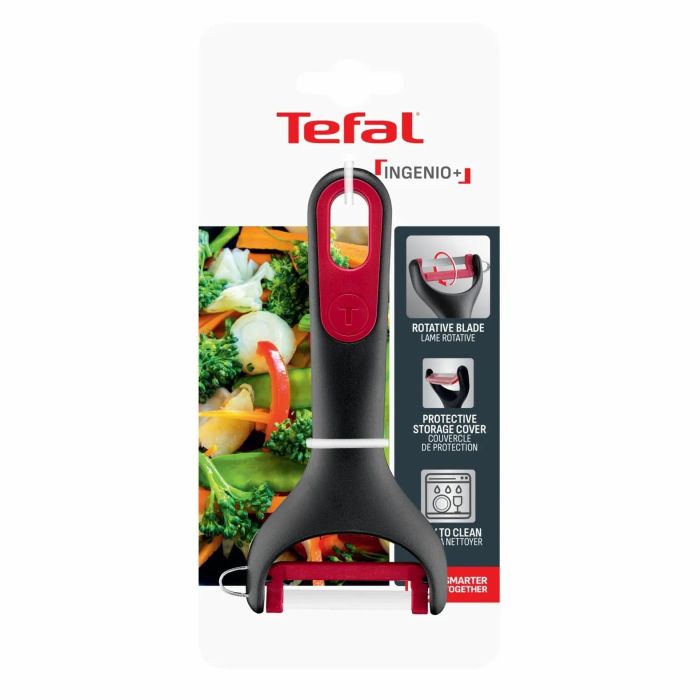 Овочечистка Tefal Ingenio+, нержавіюча сталь, пластик, червоно-чорний
