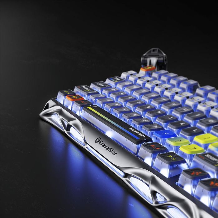 Клавиатура механическая GravaStar Mercury K1 Pro 80keys, GravaStar x Kailh Speedy Mint, BT/WL/USB, RGB, Interstellar Silver