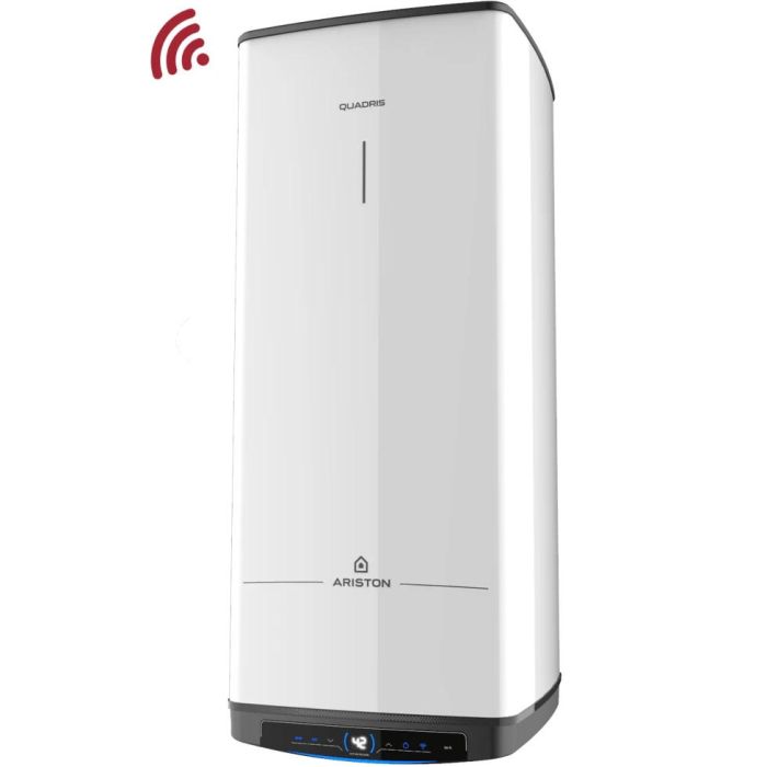 Водонагрівач електр. Ariston QUADRIS 150 WIFI FR EU прямокутний, 150л, 2,4кВт, сух. нагр. елемент, ел. кер-ня, B, Франція, білий