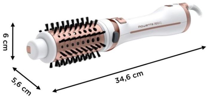 Фен-щетка Rowenta Brush Activ' Ultimate Care, 700Вт, режимов-3, иониз-я, хол. обдув, вращ. насадок, керамика, бело-золотой