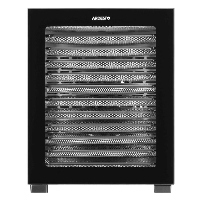 Сушарка для продуктів  Ardesto , 850Вт, піддонів -12x3см, макс-70°С, таймер, електр. управління, нерж., чорний ARDESTO FDB-1242