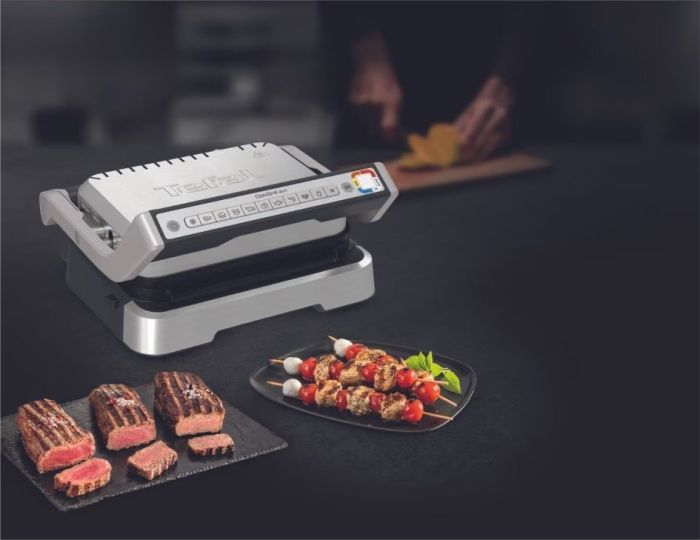 Гриль Tefal прижимной OptiGrll 2100Вт, темп. режимов-4, съёмные пластины, металл