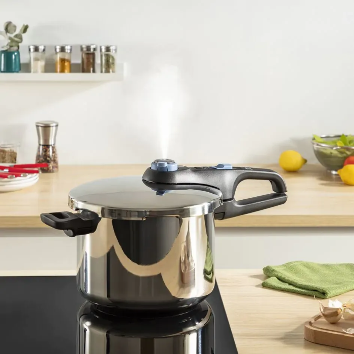 Скороварка Tefal Secure Trendy, 6л, з паровим кошиком, нержавіюча сталь, пластик