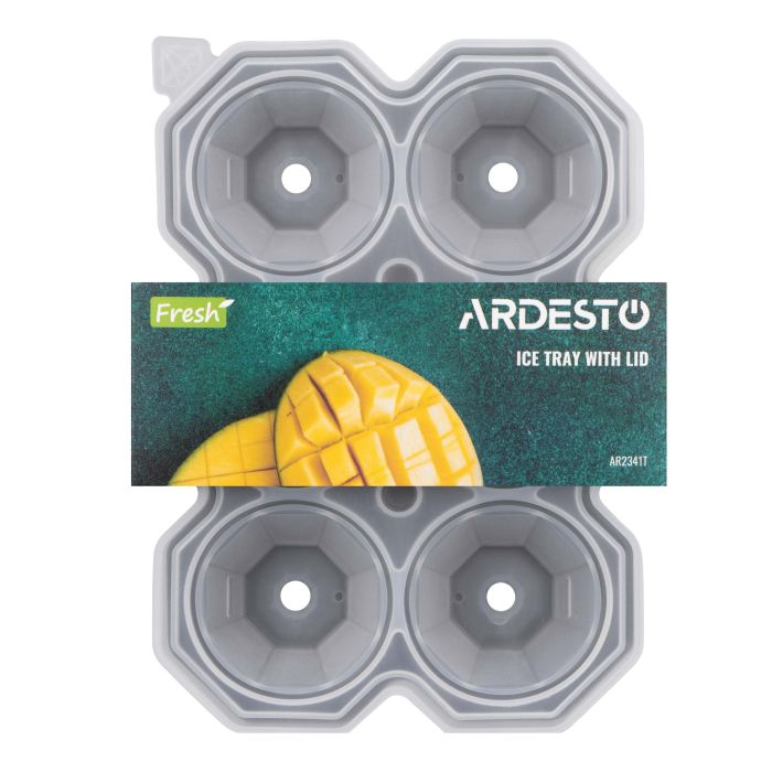 Форма для льоду з кришкою ARDESTO Fresh Diamond, 25х15х3.2см, силікон, сірий