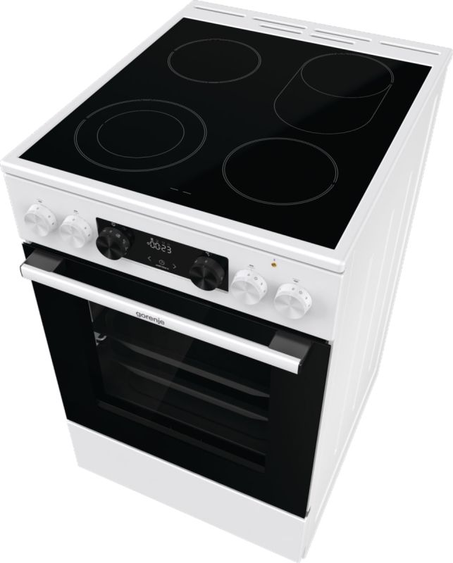 Плита Gorenje электрическая стеклокерамическая, 70л, 50x60см, дисплей,  приготовление с паром, программатор, белый