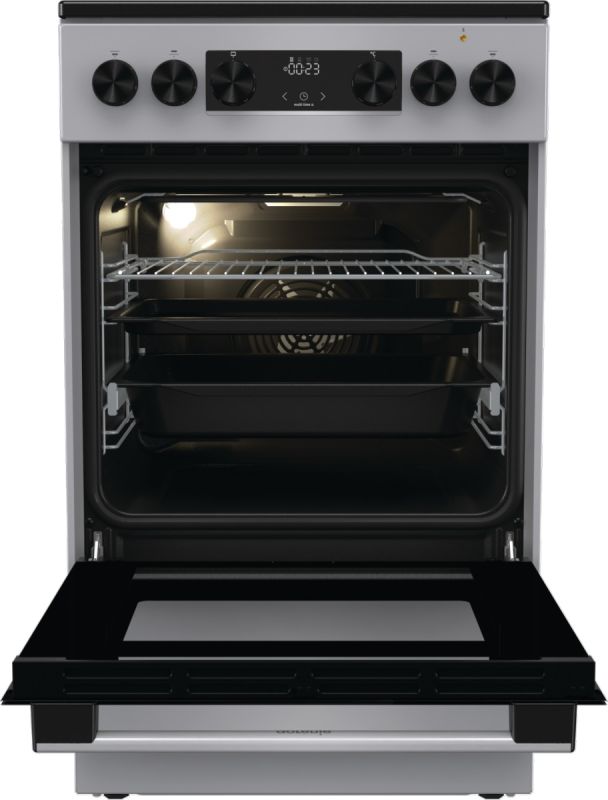 Плита Gorenje электрическая стеклокерамическая, 70л, 50x60см, дисплей, программатор, серый