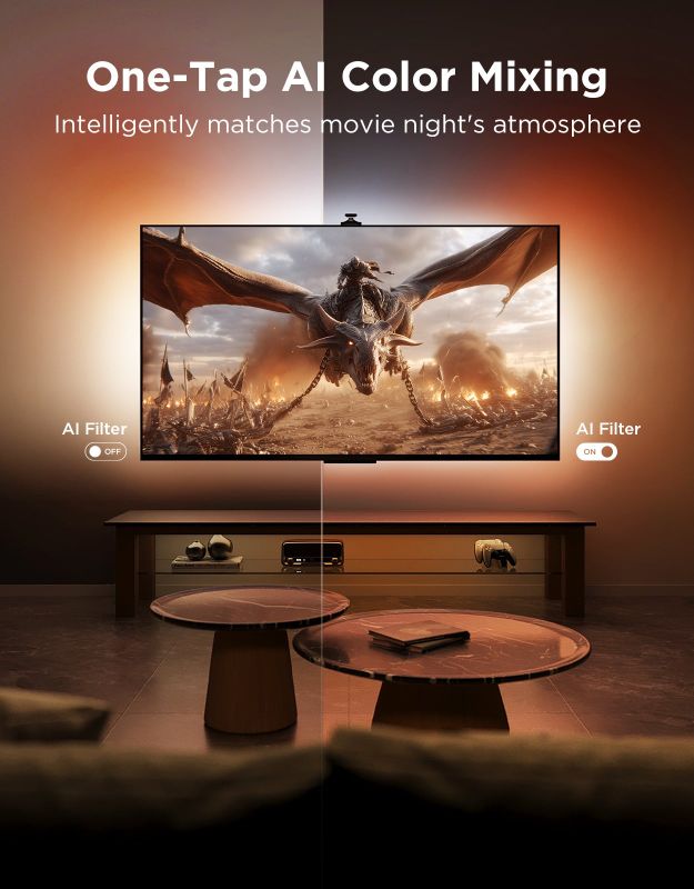 Набір адаптивного підсвічування Govee R2A80 Three-camera TV Backlight 55-65', RGBIC, WI-FI/Bluetooth, чорний