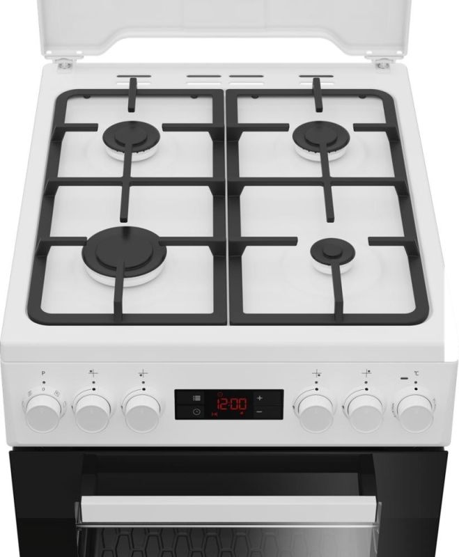 Плита Beko комби, 60л, 50x60см, дисплей, конвекция, чугун, белый