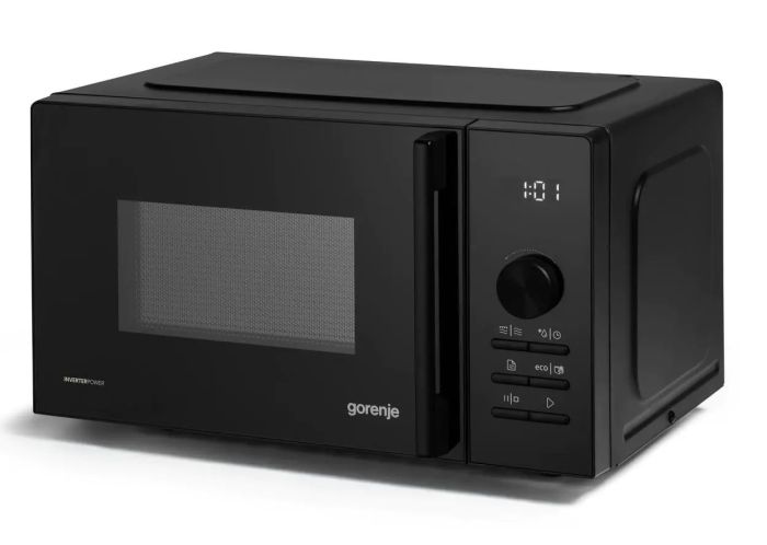 Мікрохвильова піч Gorenje, 20л, електр. керув., 800Вт, гриль, дисплей, 20 програм, інвертор, чорний