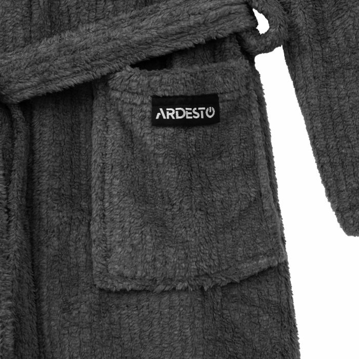 Мужской халат ARDESTO Stripe, размер XL/XXL, 100% полиэстер, серый
