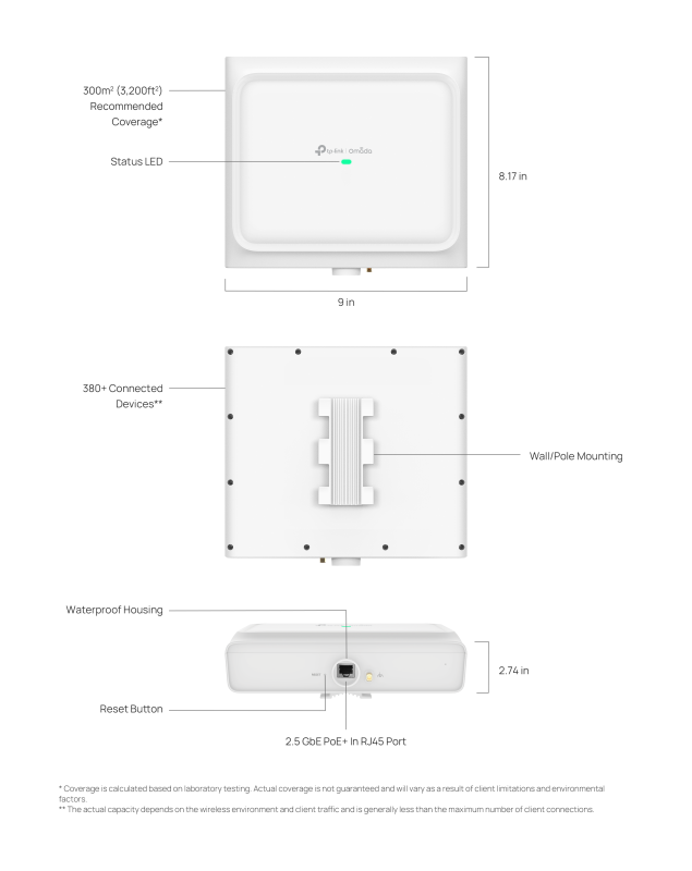 Точка доступа TP-LINK EAP772 OUTDOOR BE11000 1x2.5GE LAN, PoE, Внешняя