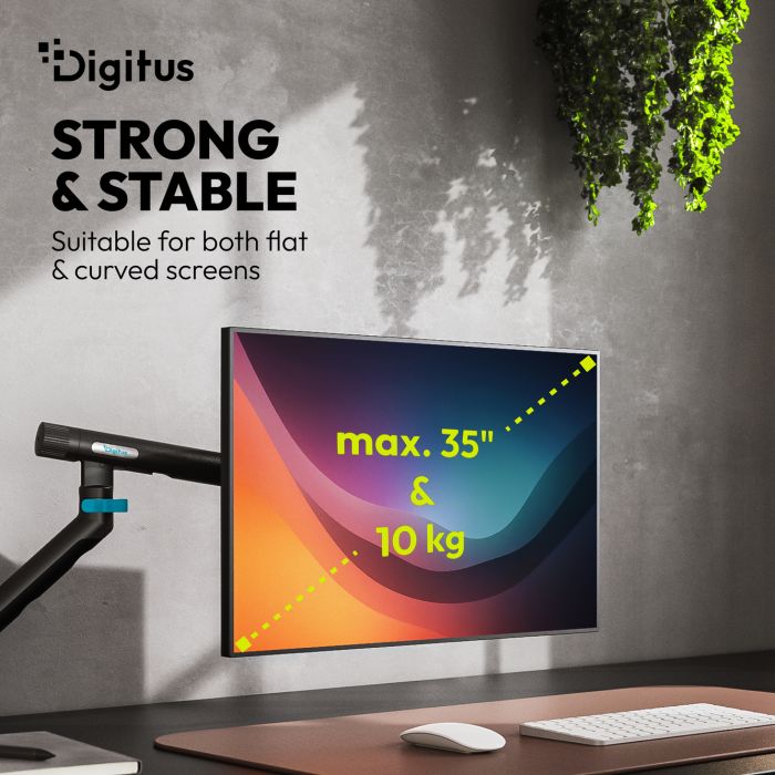 Кріплення DIGITUS Monitor Clamp, до 35"/10кг, з нахилом, поворотом, чорне
