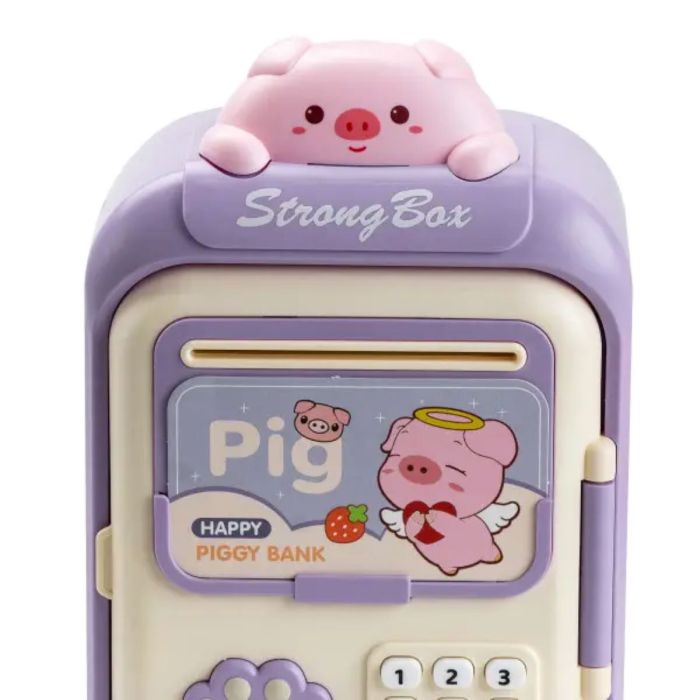 Сейф-скарбничка дитяча з купюроприймачем та кодовим замком Pig Фіолетовий HP12265V