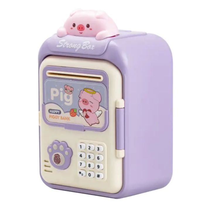 Сейф-скарбничка дитяча з купюроприймачем та кодовим замком Pig Фіолетовий HP12265V