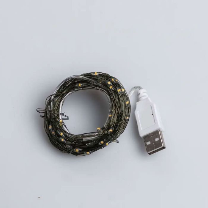 Гірлянда роса 20 метрів USB на 200 led світлодіодів крапля на зеленому дроті жовта USB200L20MGY