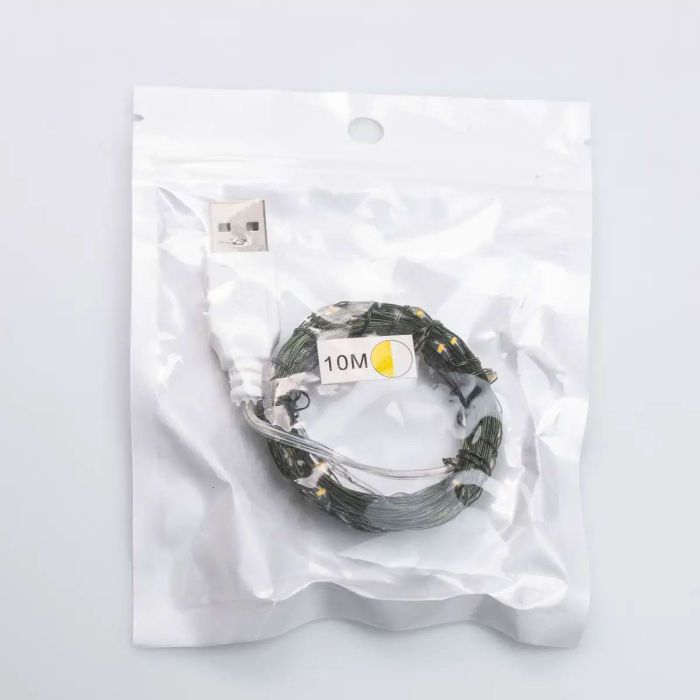 Гірлянда роса 10 метрів USB на 100 led світлодіодів крапля на зеленому дроті USB100L10MGY