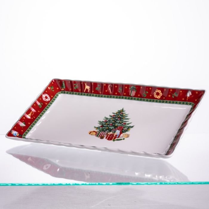 Сервірувальне новорічне блюдо для закусок Christmas 30,5×17,5×2,5 (см) прямокутне з порцеляни HP-SDHK-21