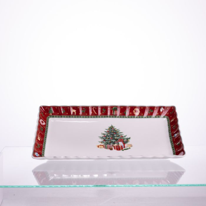 Сервірувальне новорічне блюдо для закусок Christmas 30,5×17,5×2,5 (см) прямокутне з порцеляни HP-SDHK-21