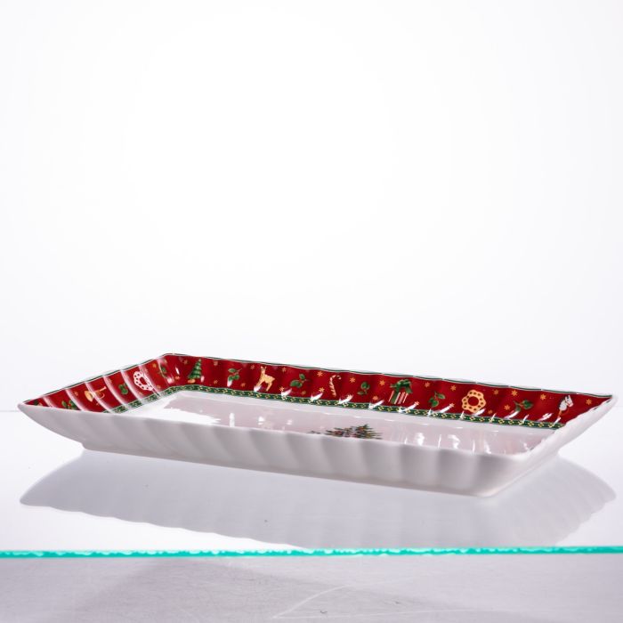 Сервірувальне новорічне блюдо для закусок Christmas 30,5×17,5×2,5 (см) прямокутне з порцеляни HP-SDHK-21