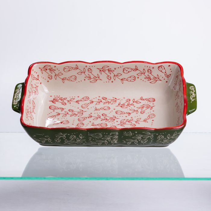 Форма для випікання Vintage 28×17×5 (см) прямокутна форма для випікання в духовці з ручками Зеленая HM05-10