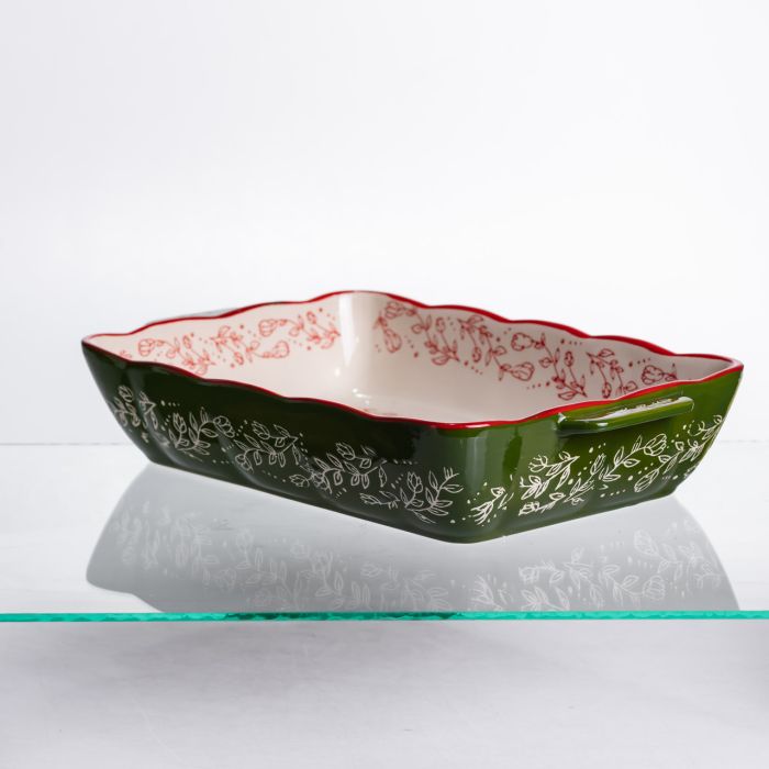 Форма для запікання Vintage 33×21×5.5 (см) прямокутна з ручками Зелена HM05-11