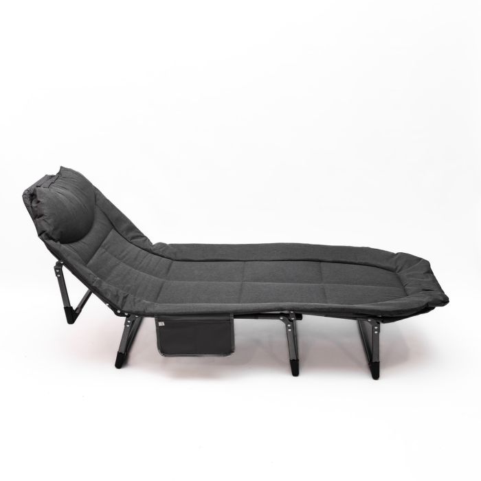 Шезлонг-ліжко розкладне регульоване 190х60 см для дачі кемпінгу сіре SJ-0125-190