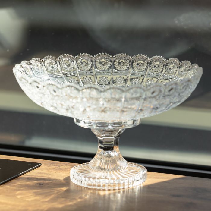 Фруктовниця на ніжці скляна Queen Lace 32 см під кришталь Yiwu HP-34-47