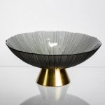 Фруктовниця скляна "Gold & Grey" 24 см на золотій ніжці Yiwu HP-34-118
