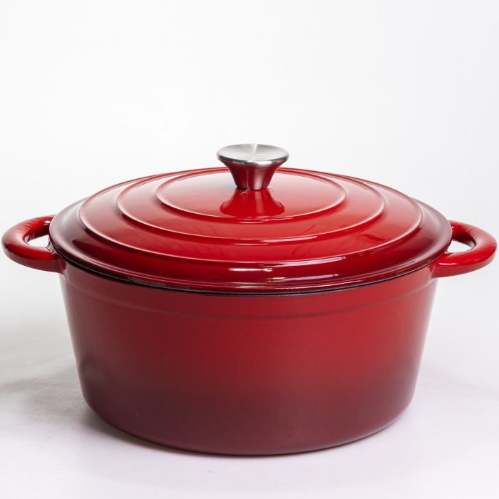 Каструля чавунна емальована 6,5 л, червоний Yiwu HP-FLG-3 RED