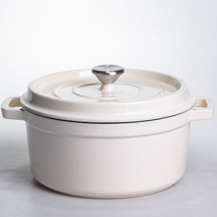 Кокотниця чавунна емальована 4,5 л, бежевий Yiwu HP-FLG-4 WHITE