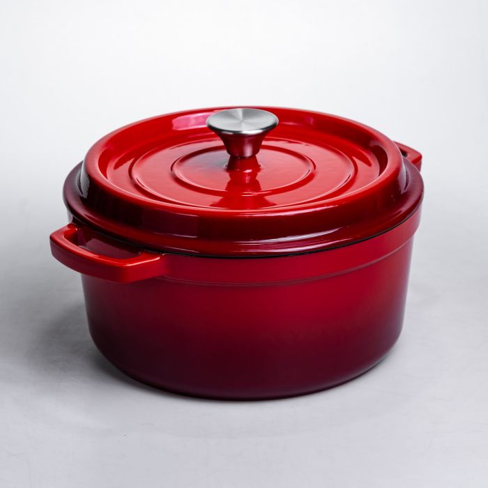 Кокотниця чавунна емальована 4,5 л, червоний Yiwu HP-FLG-4 RED