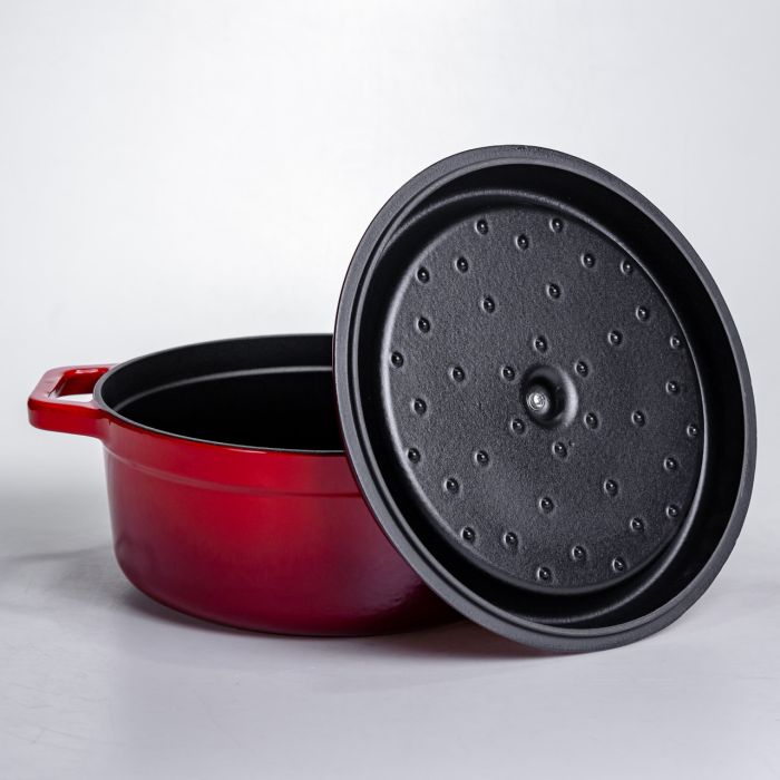 Кокотниця чавунна емальована 5,5 л, червоний Yiwu HP-FLG-5 RED
