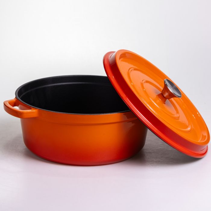 Кокотниця чавунна емальована 6 л, помаранчевий Yiwu HP-FLG-6 ORANGE