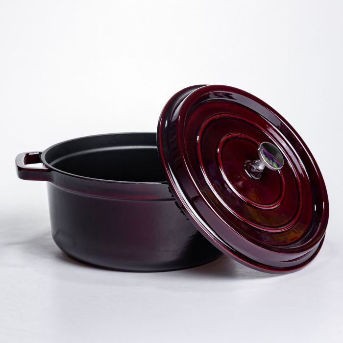 Кокотниця чавунна емальована 4,5 л, бургунді Yiwu HP-FLG-11 burgundy