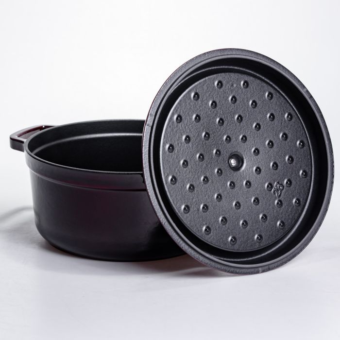 Кокотниця чавунна емальована 4,5 л, бургунді Yiwu HP-FLG-11 burgundy