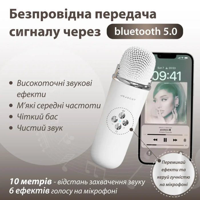 Колонка портативна з мікрофоном C-20 BT/TF/USB/FM 5 Вт Білий C20W