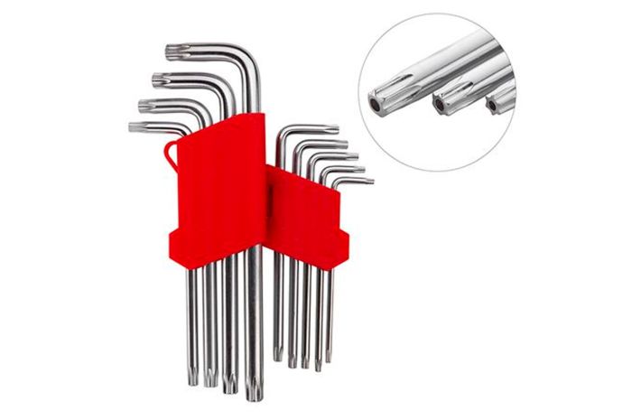 Набір Torx ключів Intertool 9 шт. з отвором подовжені (HT-0606)