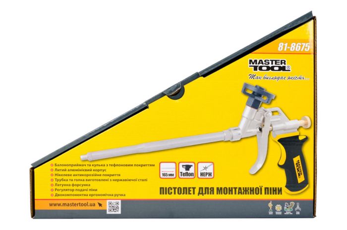 Пістолет для піни Mastertool 290 мм тефлон держатель балона голка (81-8675)