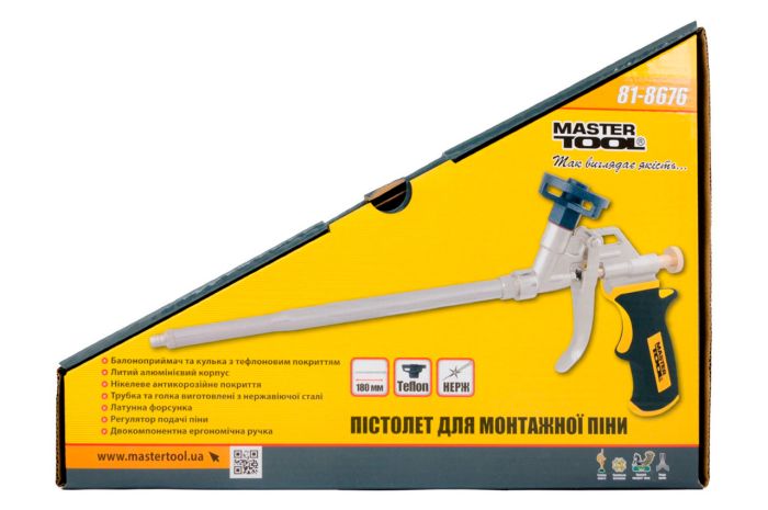 Пістолет для піни Mastertool 330 мм тефлон держатель балона голка (81-8676)