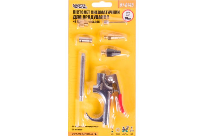 Пневмопистолет для продувки Mastertool 6 насадок (81-8745)