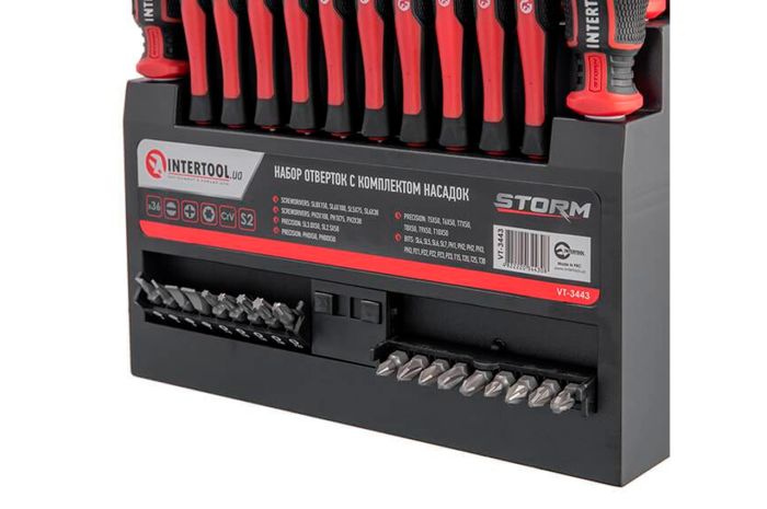 Набор отверток Intertool PH x SL x T с битами Storm 36 ед. (VT-3443)