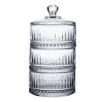 Цукерниця триярусна скляна з кришкою Ø 10 см HP-YH-16