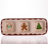 Менажниця порцелянова Merry Christmas на 3 секції 30×11×2.5 (см) прямокутна CR-1-41