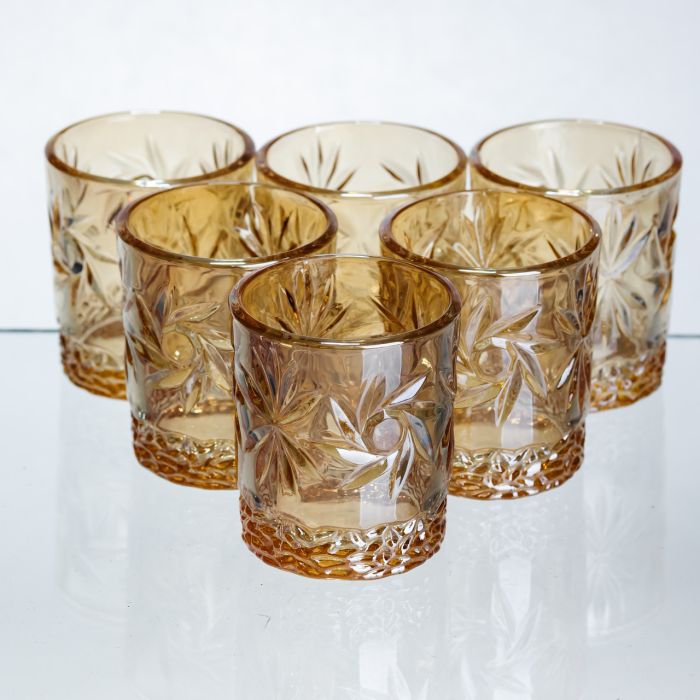 Набір чарок для віскі Shot glass 6 штук по 75 мл коричневий HP-17-39