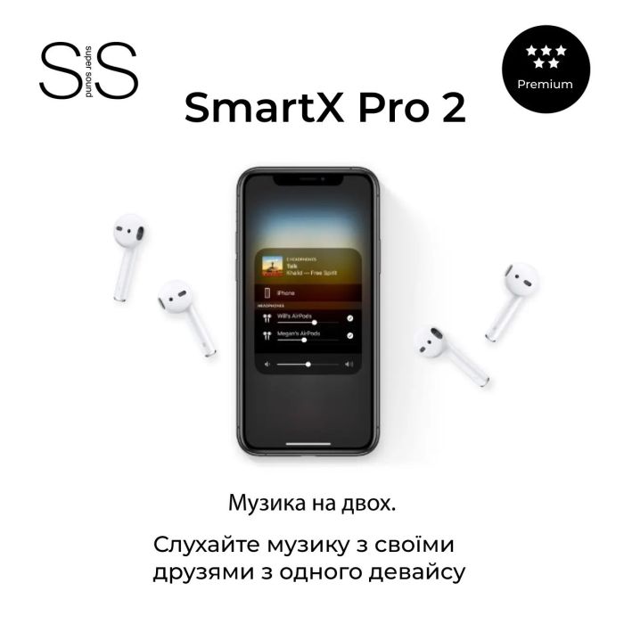 Навушники бездротові TWS SmartX Pro 2 Premium Bluetooth навушники з мікрофоном SAP2P